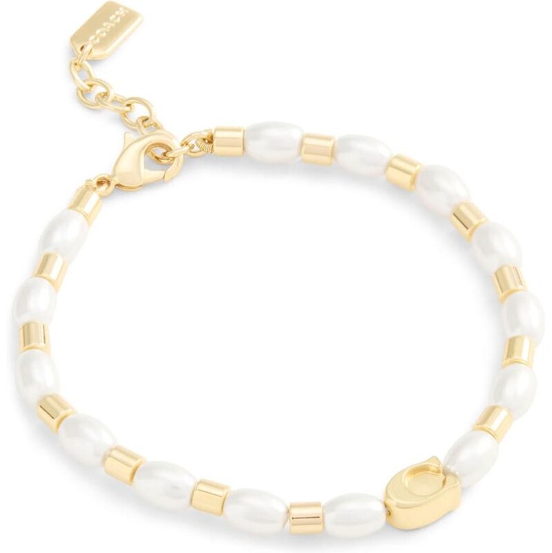 COACH Náramok Signature zlatá / perlovo biela 67317722