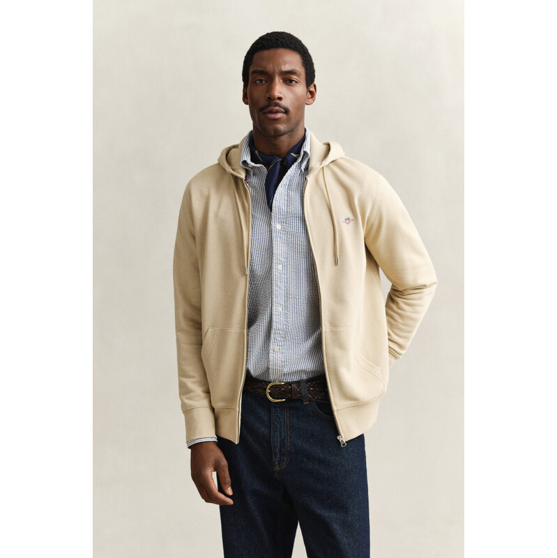 MIKINA GANT REG SHIELD FULL ZIP HOODIE OAT BEIGE 67313109