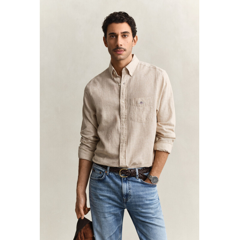 KOŠEĽA GANT REG COTTON LINEN SHIRT OAT BEIGE 67313138