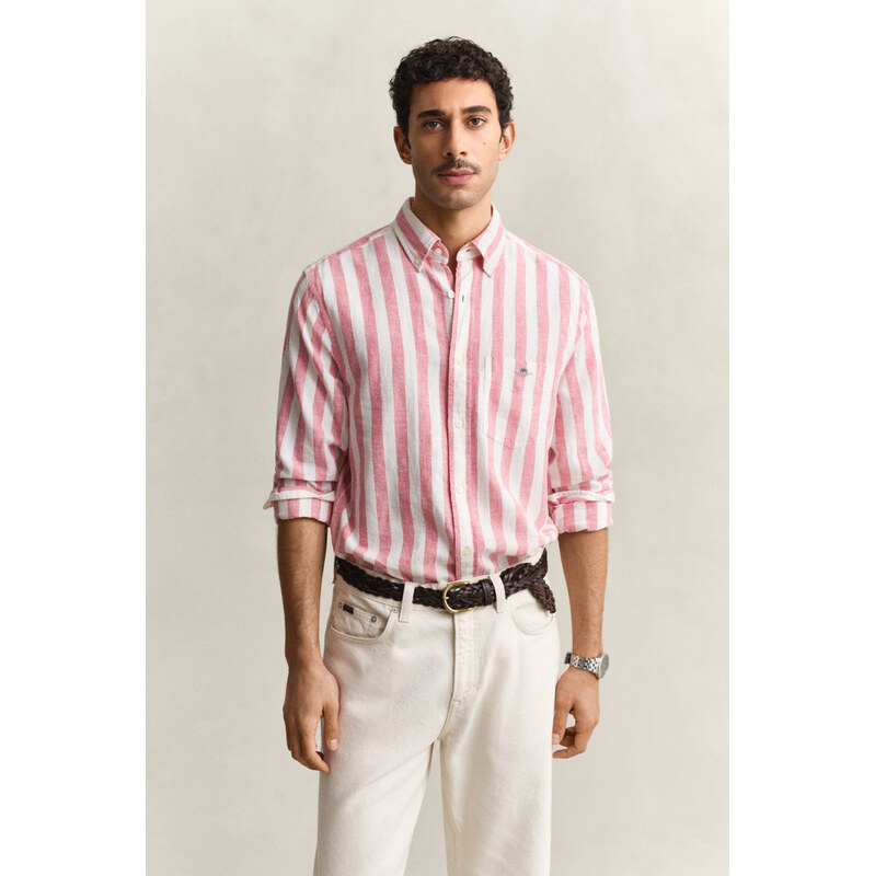 KOŠEĽA GANT REG COTTON LINEN STRIPE SHIRT ROSE PINK 67313153