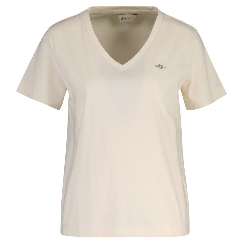 TRIČKO GANT REG SHIELD SS V-NECK T-SHIRT CREAMED WHITE 67313200