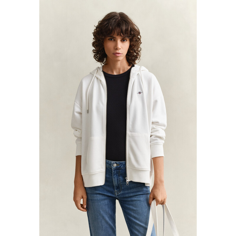 MIKINA GANT SHIELD ZIP HOODIE EGGSHELL 67313207