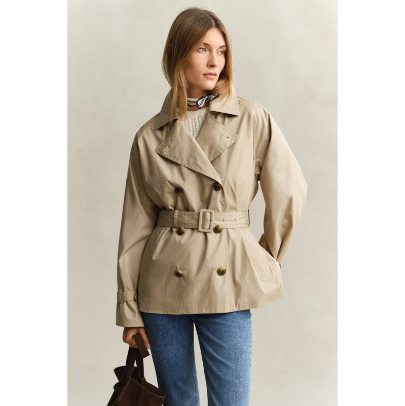 KABÁT GANT LIGHTWEIGHT SHORT TRENCH COAT OAT BEIGE 67313281