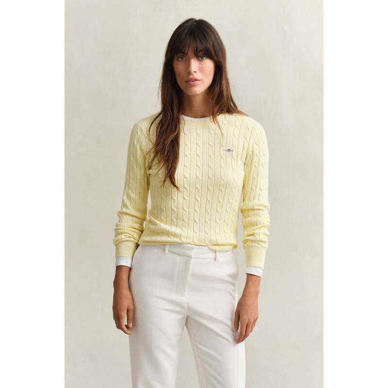 SVETER GANT STRETCH COTTON CABLE C-NECK VANILLA YELLOW 67313296