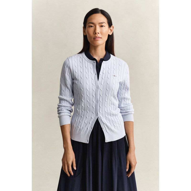 SVETER GANT STRETCH COTTON CABLE CARDIGAN LIGHT BLUE 67313301
