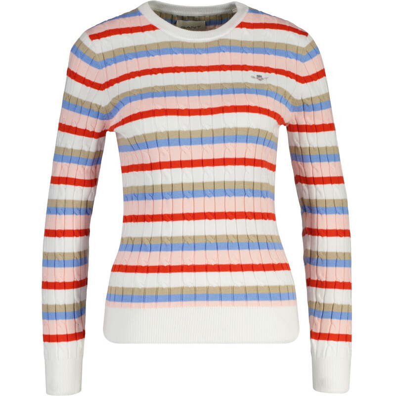 SVETER GANT STRETCH COTTON CABLE STRIPE C-NECK MULTICOLOR 67313304