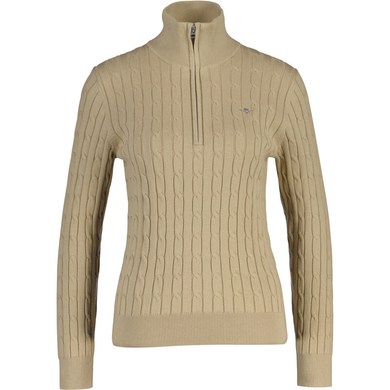 SVETER GANT STRETCH COTTON CABLE HALF-ZIP OAT BEIGE 67313318