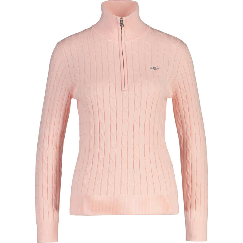 SVETER GANT STRETCH COTTON CABLE HALF-ZIP APRICOT PINK 67313315