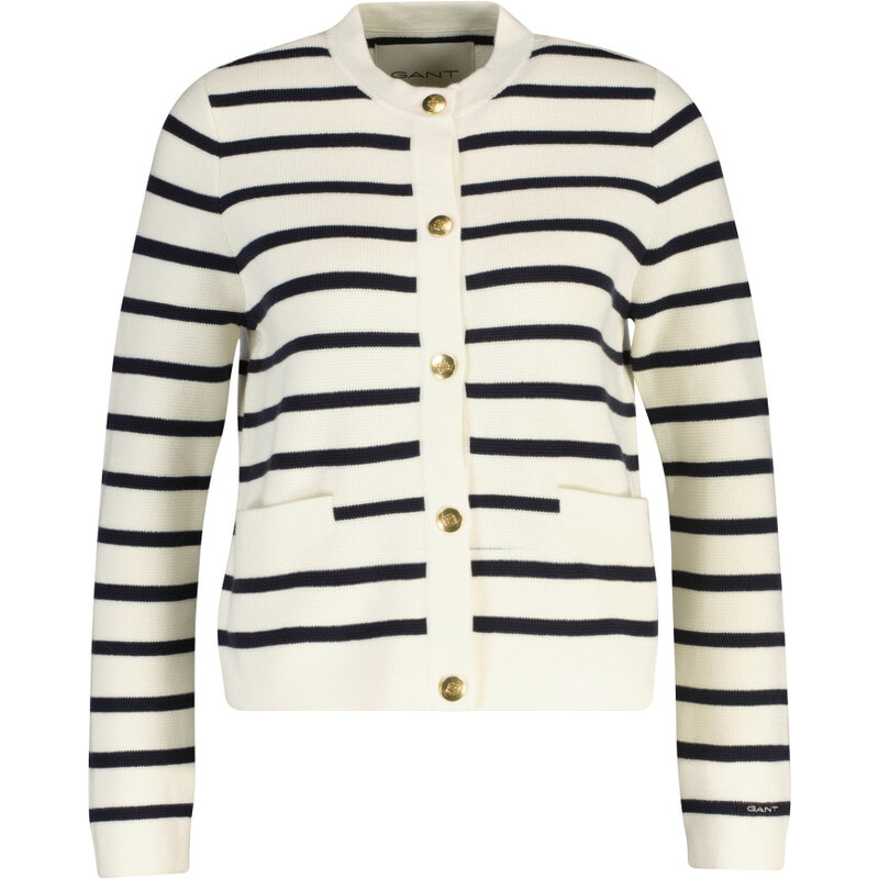 SVETER GANT COTTON KNIT JACKET CREAM 67313321