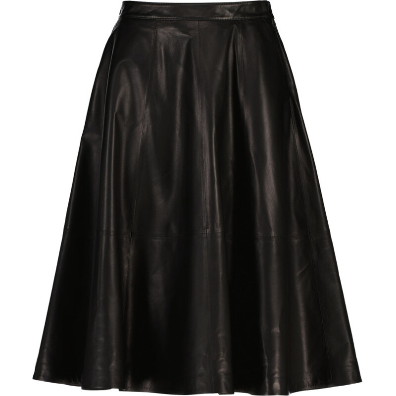 SUKŇA GANT FLARED FLUID LEATHER SKIRT BLACK 67313273