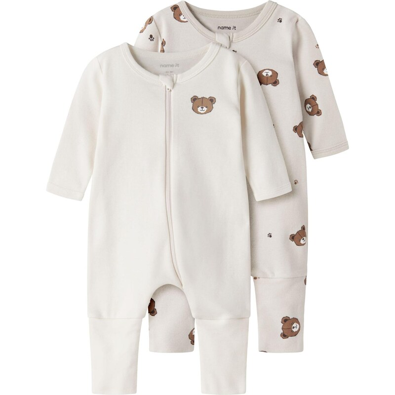 NAME IT Pyžamo karamelová / svetlosivá / biela 67317940