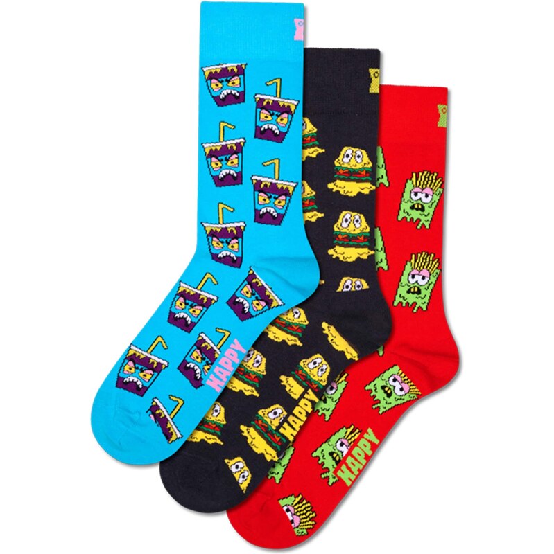 Happy Socks Ponožky Hangry Meal nebesky modrá / žltá / červená / 67317977