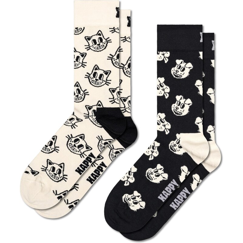 Happy Socks Ponožky Dog and Cat béžová / námornícka modrá 67317968