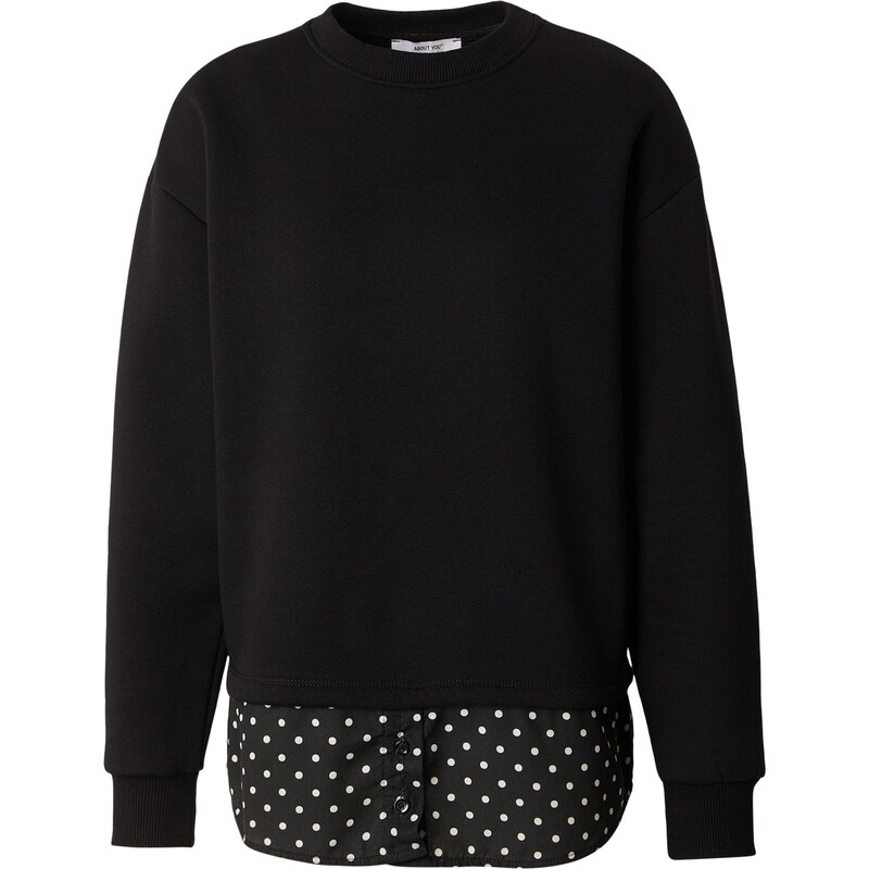 ABOUT YOU Mikina Presley čierna / biela 67318345