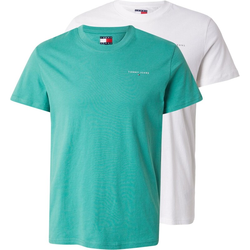 Tommy Jeans Tričko smaragdová / biela 67318435