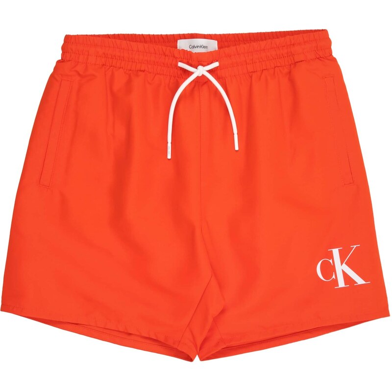Calvin Klein Swimwear Plavecké šortky oranžovo červená / biela 67318591