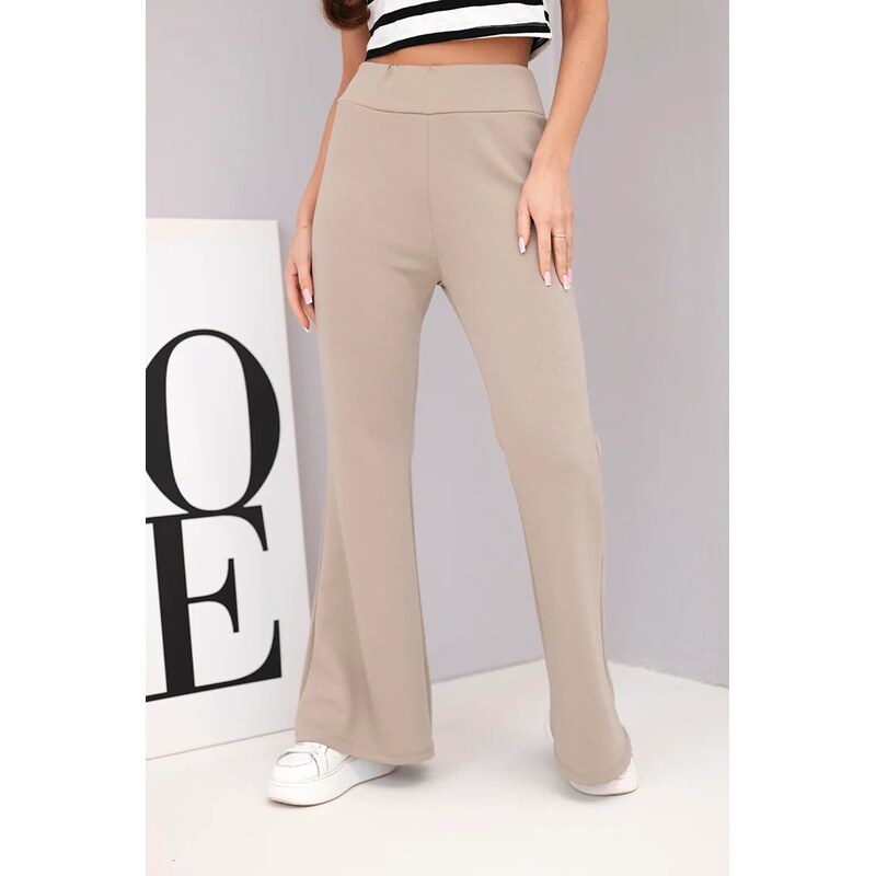 Kesi Włoski Dámske nohavice maslo s rozšírenou nohavicou fango 67248026