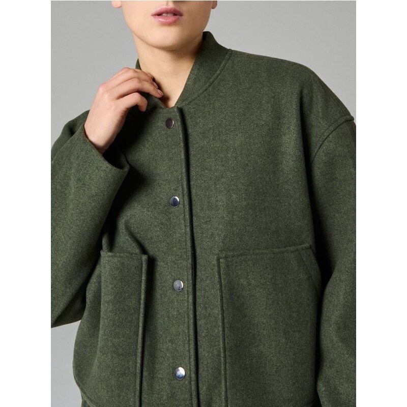 Sinsay - Bomber bunda so spustenými ramenami - tmavozelená 67314757