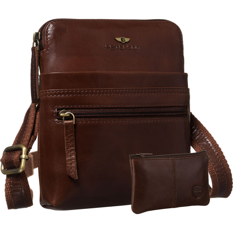 Peterson Malá hnedá pánska kožená crossbody taška – ľahká, štýlová a 65292281