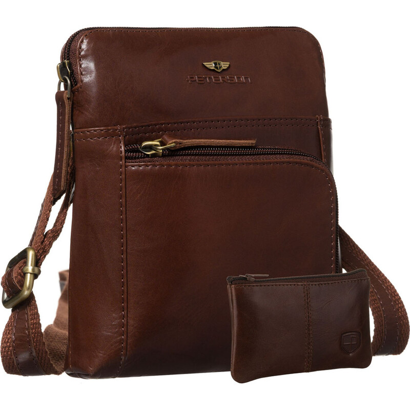 Elegantná pánska kožená taška cez plece hnedá, kompaktný a štýlový 65199330