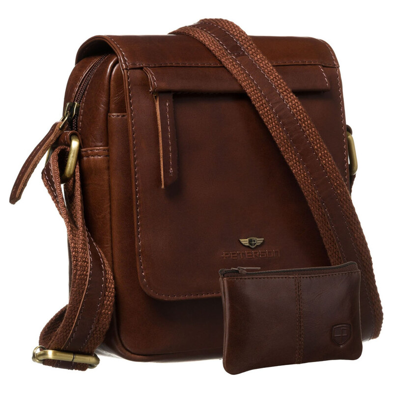 Peterson Hnedá pánska kožená crossbody taška s klopou – elegantná, 65292277