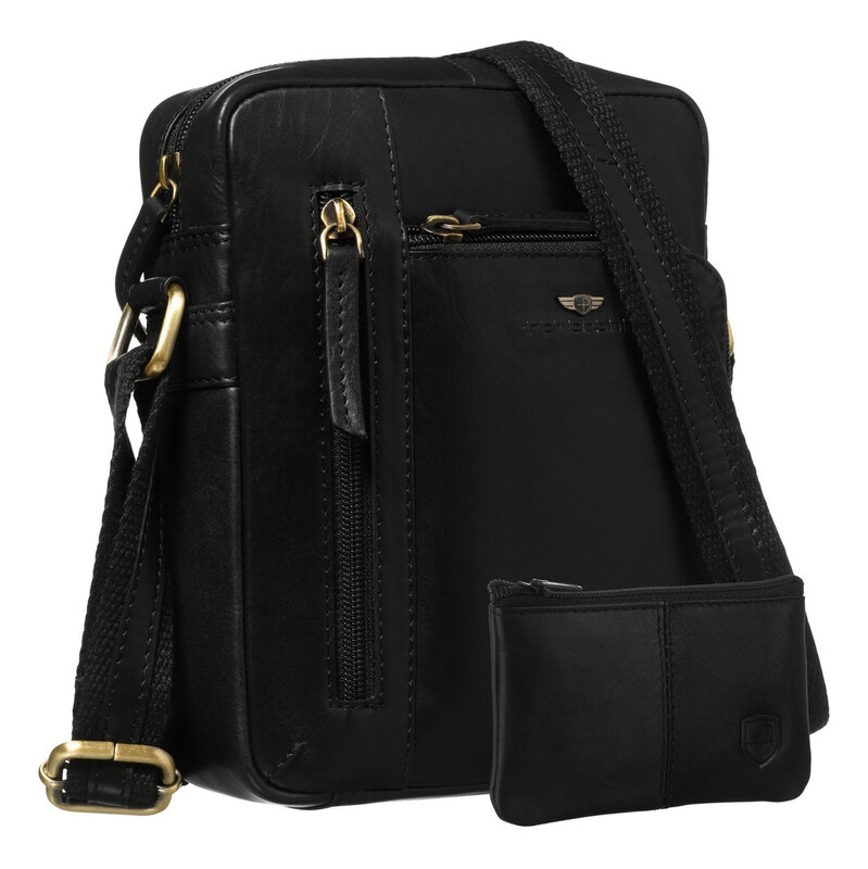 Pánska čierna kožená taška cez plece Peterson – elegantná s viacerými 65199321