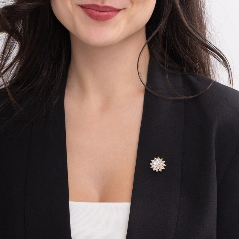 Troli Blyštivá kvetinová brošňa Gold 66589462