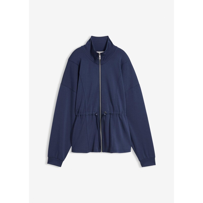 bonprix Mikinová bunda zo scuba materiálu, farba modrá 67327297