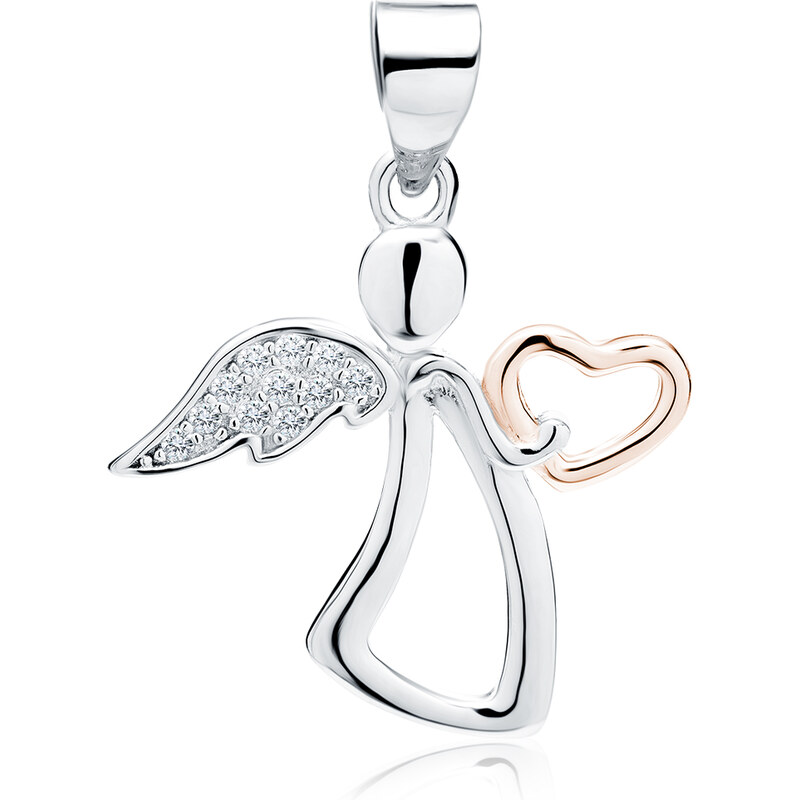 Olivie ANJEL S RUŽOVÝM SRDCEM - strieborný prívesok 3651 67328776
