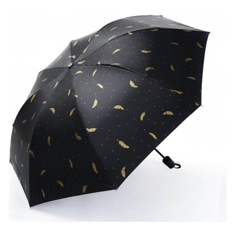 Carla Dámsky Čierny skladací dáždnik Zlaté lístky 65223162