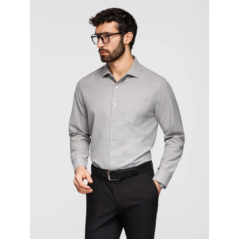 Ombre Clothing Pánska šedá košeľa s náprsným vreckom V1 K694 67329305