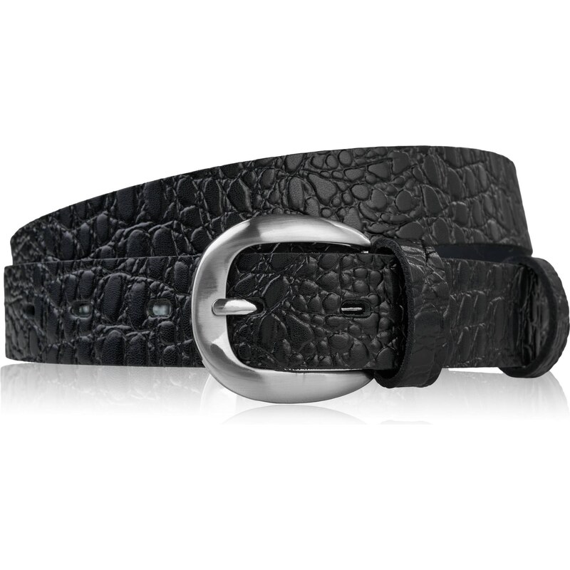 Paolo Peruzzi Dámsky kožený opasok, krokodílí vzor, 110 cm | čierna PG 67329595