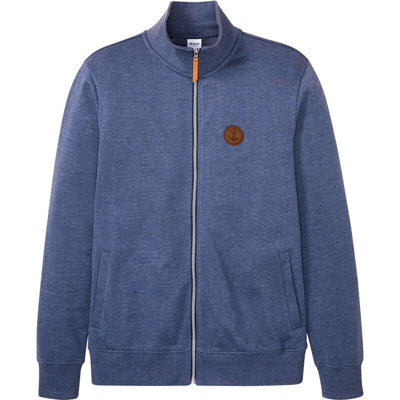 bonprix Mikinová bunda so stojačikom s koženkovými detailmi, farba 48386640