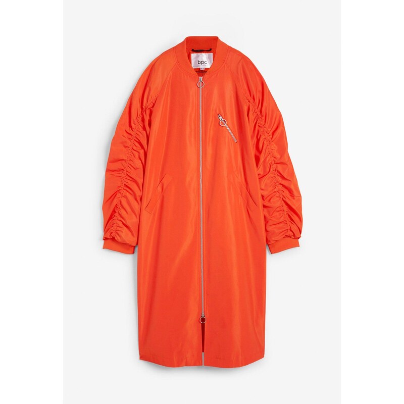 bonprix Bluzónový kabát s pleteným golierom, farba oranžová 49697636