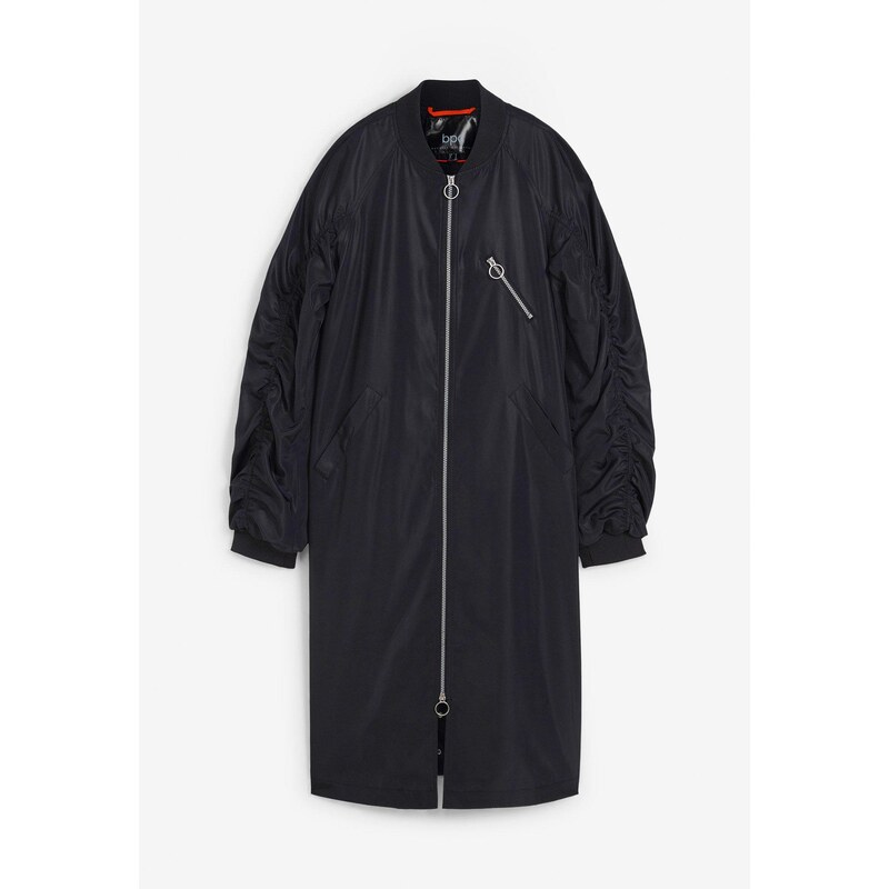 bonprix Bluzónový kabát s pleteným golierom, farba čierna 49697637