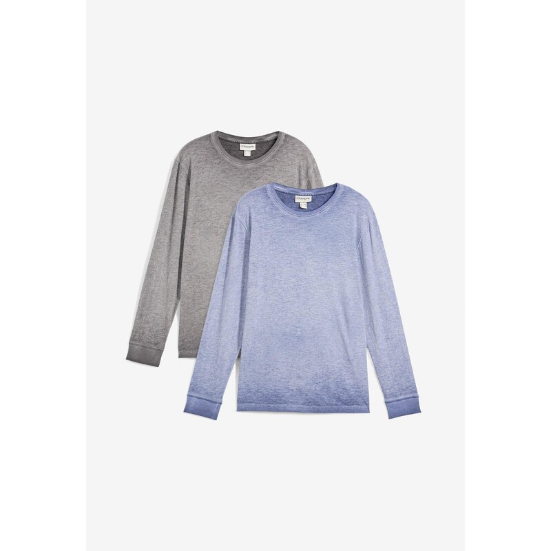 bonprix Tričko s dlhým rukávom z bio bavlny (2ks), farba modrá 62055833