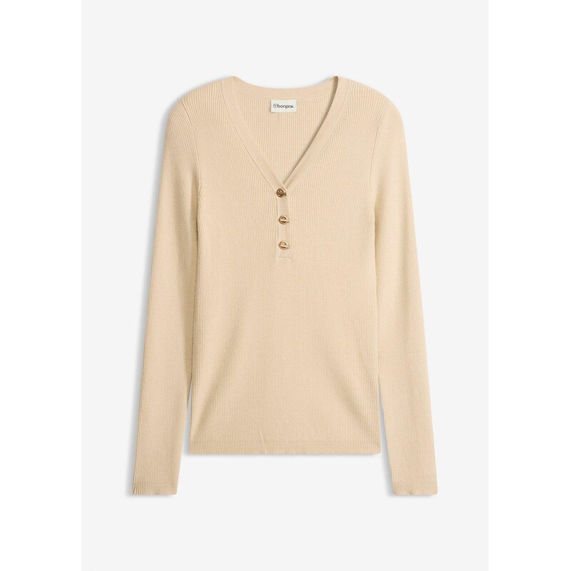 bonprix Pulóver s viskózou, farba béžová 67330030