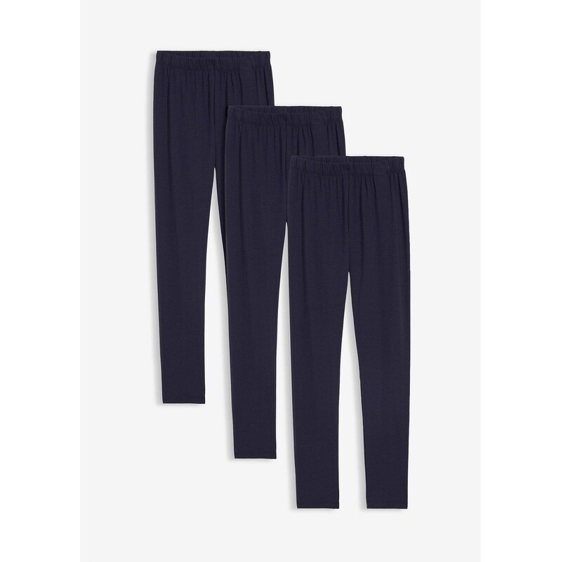 bonprix Legíny s elastickou bio bavlnou (3 ks v balení), farba modrá 67330037