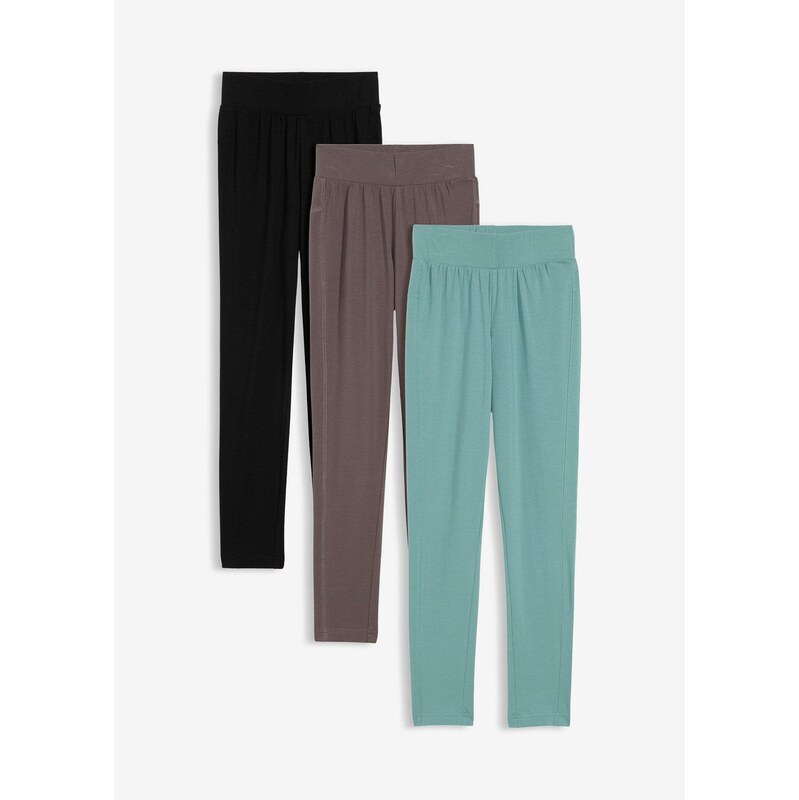 bonprix Legíny z elastického bio bavlneného mixu (3 ks), farba zelená 67330039