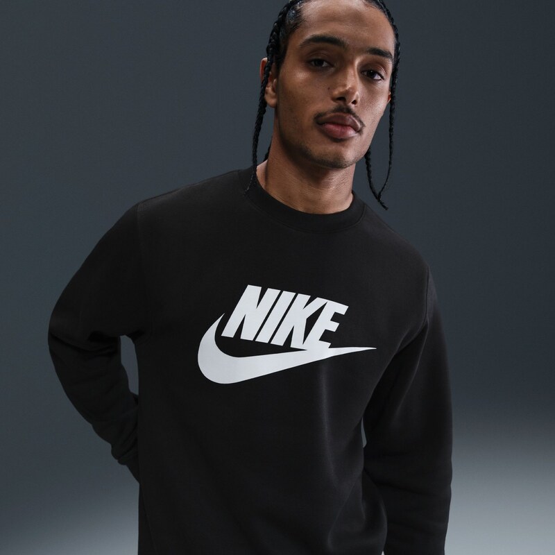 Nike Sportswear Club Mens Graphic Fleece Crew BLACK/WHITE 67330532