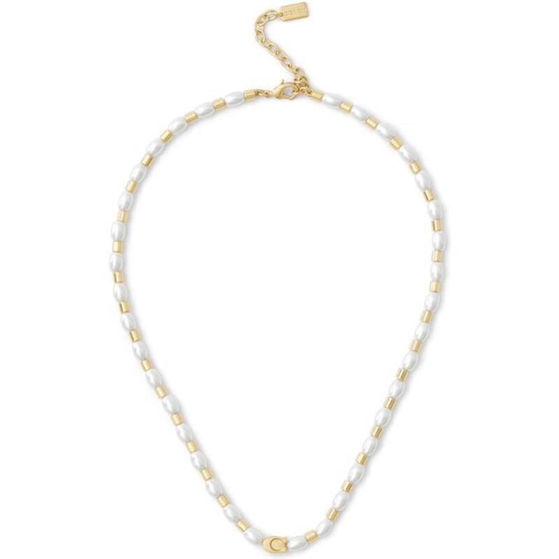 COACH Retiazka zlatá / perlovo biela 67335189