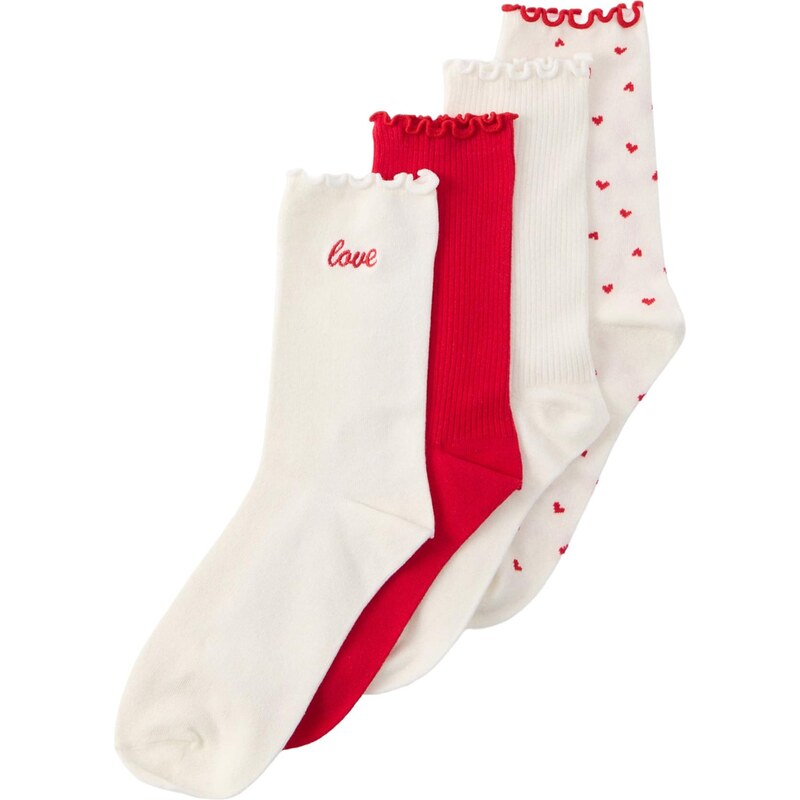 Lindex Ponožky Valentine červená / šedobiela 67335328