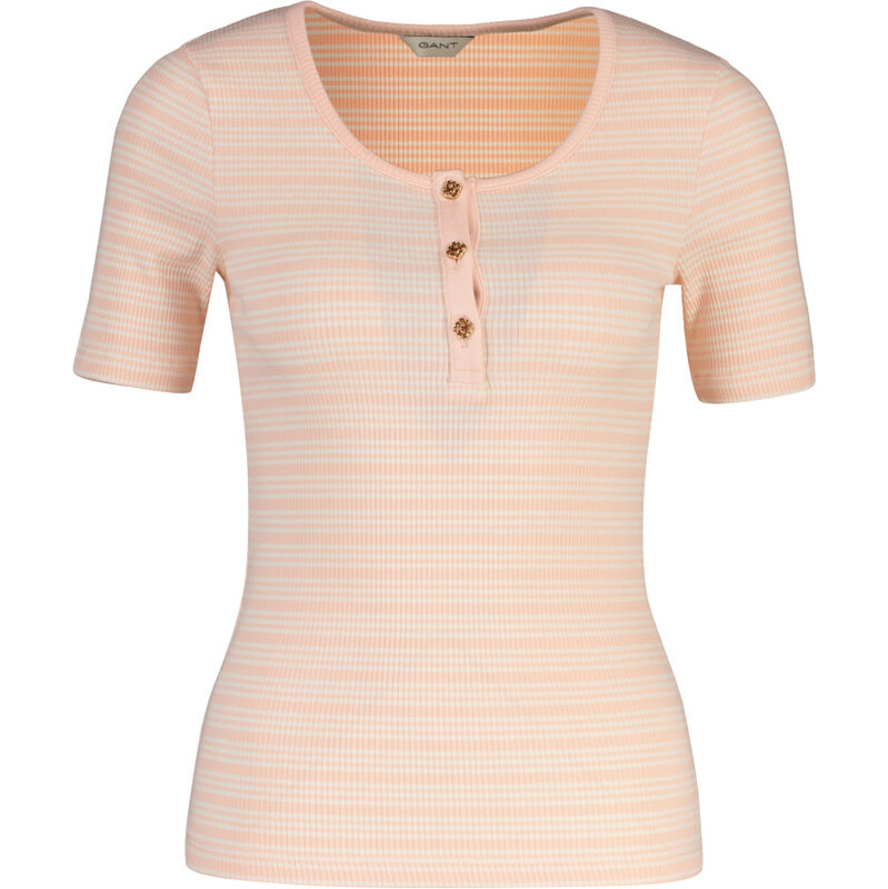 TRIČKO GANT SLIM RIBBED SS HENLEY TOP APRICOT PINK 67332212