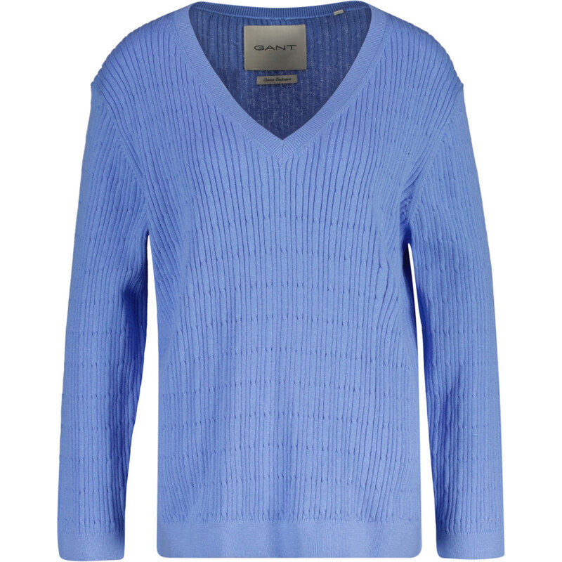 SVETER GANT CABLE KNIT V-NECK PALACE BLUE 67332223