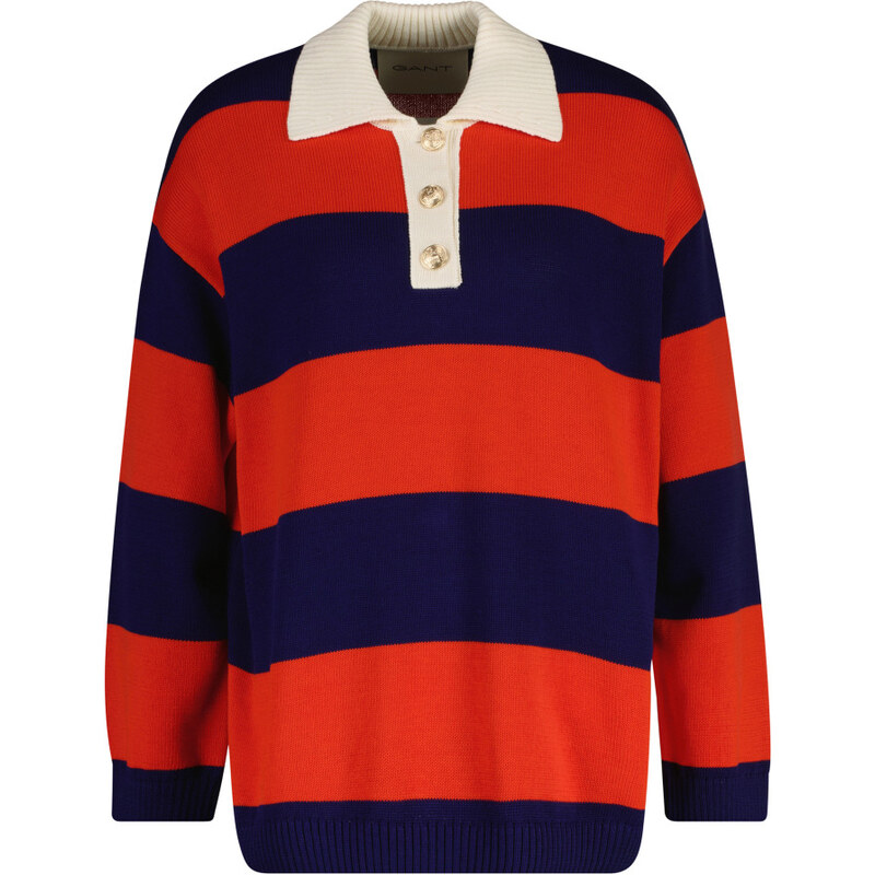 SVETER GANT STRIPED COTTON RUGGER PERFECT RED 67332225