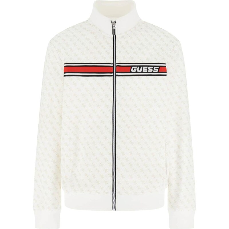 GUESS Športová mikina so zipsom béžová / sivá / červená / šedobiela 67335454