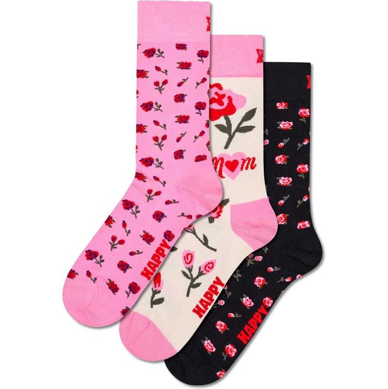 Happy Socks Ponožky svetloružová / červená / čierna / biela 67335455