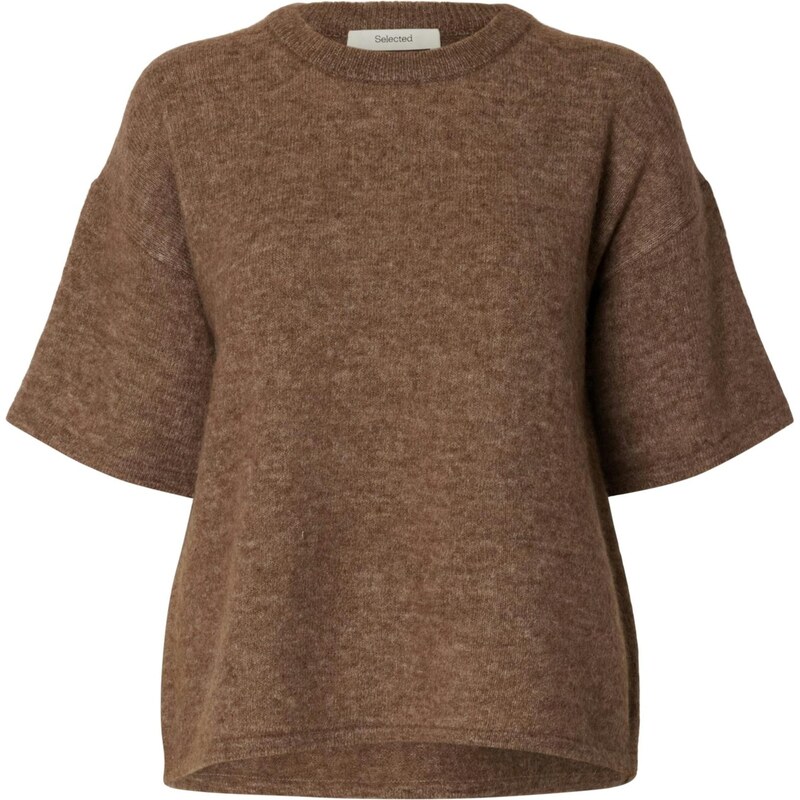 SELECTED Sveter SLFLULU hnedá melírovaná 67362586