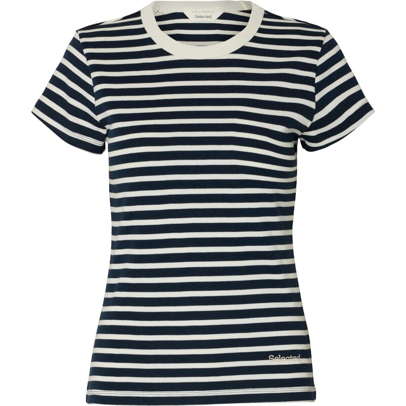SELECTED Tričko SLFMILLY námornícka modrá / biela 67362617