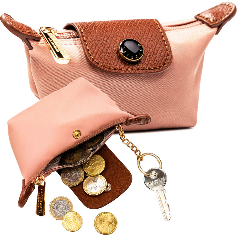 Ružová kľúčenka Peterson z polyesteru a ekokože na zips a patent 67334775